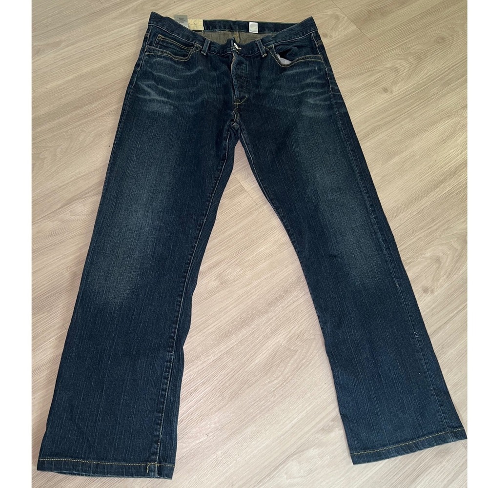 Loomstate Organic Cotton Dark Wash Straight Leg Jeans Mens Size 36 Button Fly